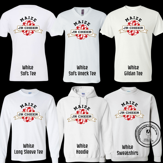 MJC- Maize Jr Cheer Pom Logo White Gear