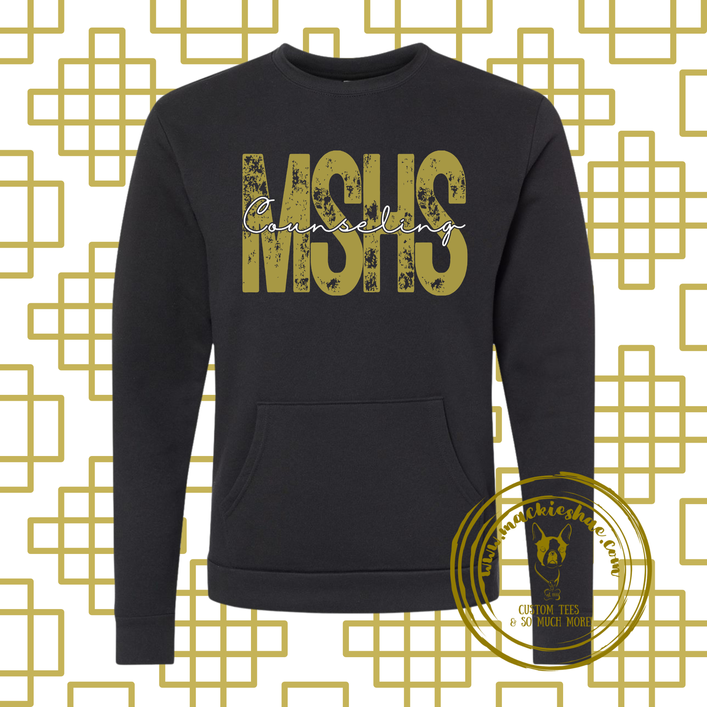 MSHS Counseling (can be any school, title, colors) Custom Shirt, Unisex Santa Barbara Pocket Crewneck Sweatshirt