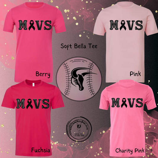 MSHS Softball-Mavs Ribbon Soft Tee for Youth and Adults