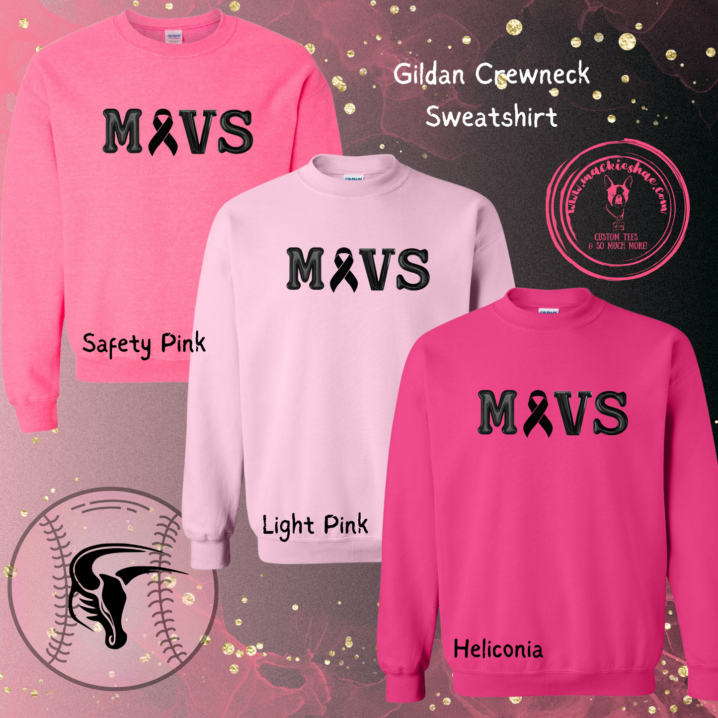 MSHS Softball-Mavs Ribbon Sweatshirt for Youth and Adults