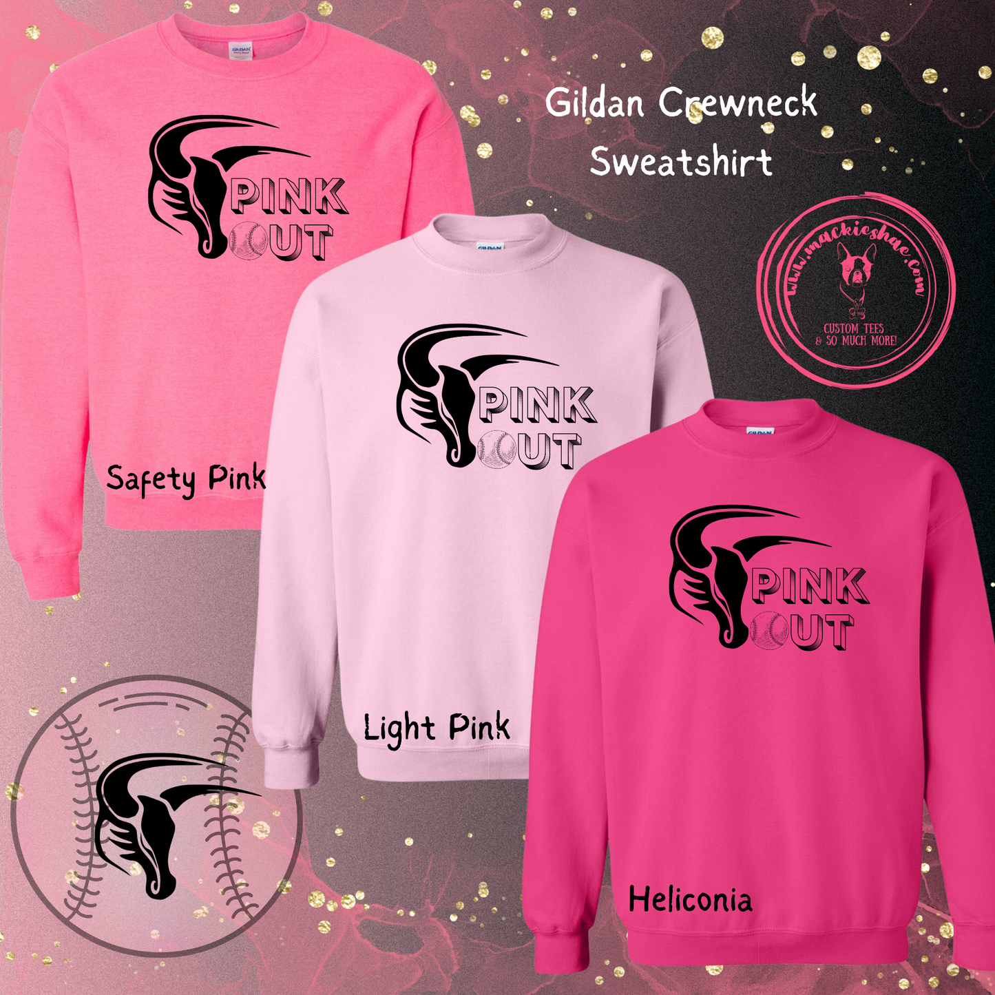 MSHS Softball-Maverick Softball Pink Out Sweatshirt for Youth and Adults