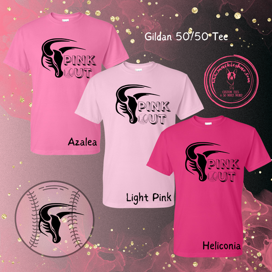 Maverick Softball Pink Out Custom Shirt for Youth and Adults, Gildan 50/50 Tee