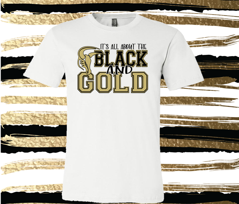 MSIS PTO-It's All About the Black & Gold Soft Tee for Youth and Adults