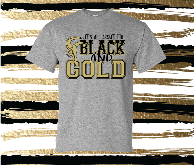 MSIS PTO-It's All About the Black & Gold Gildan Tee for Youth and Adults