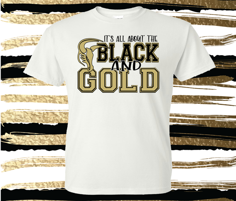MSIS PTO-It's All About the Black & Gold Gildan Tee for Youth and Adults