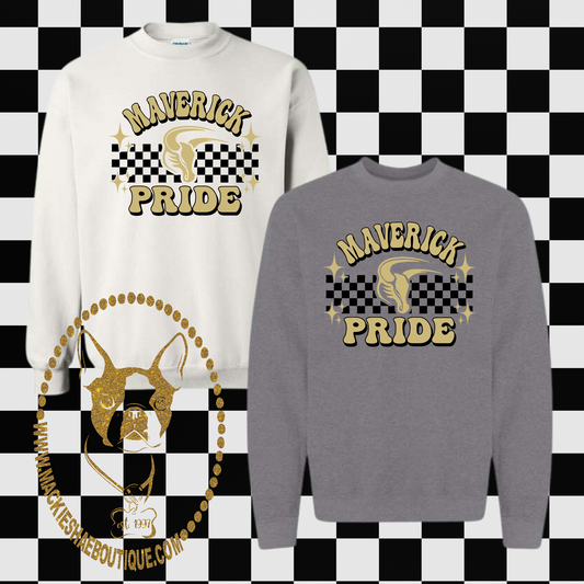 MSIS PTO-Maverick Pride Checkered Crewneck Sweatshirt for Youth and Adult