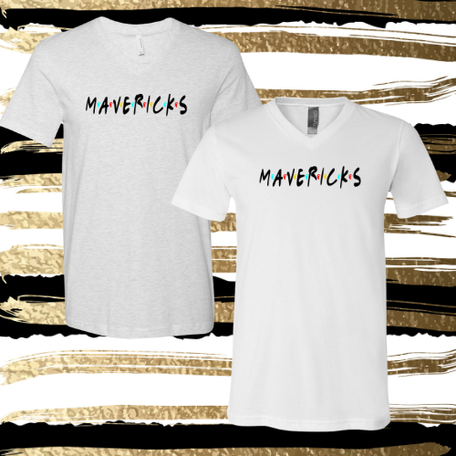 MSIS PTO-Mavericks Friends Soft VNECK Tees for Adults (3 Shirt Color Options, 2 Design options)