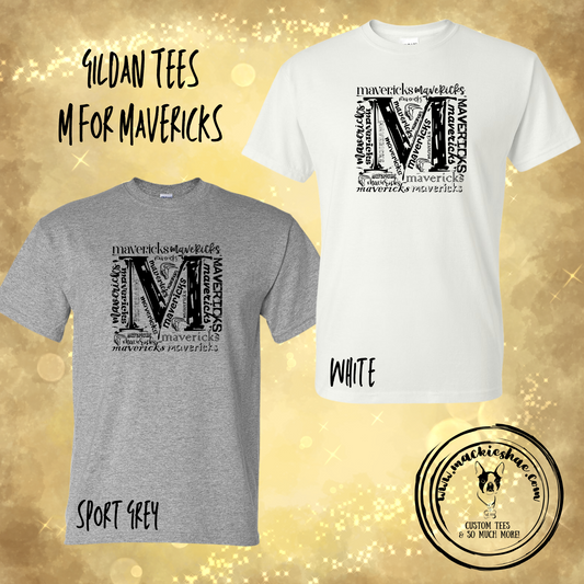 Mavs- M Mavericks Gildan Tee for Youth and Adults ****ON SALE WHILE SUPPLIES LAST****