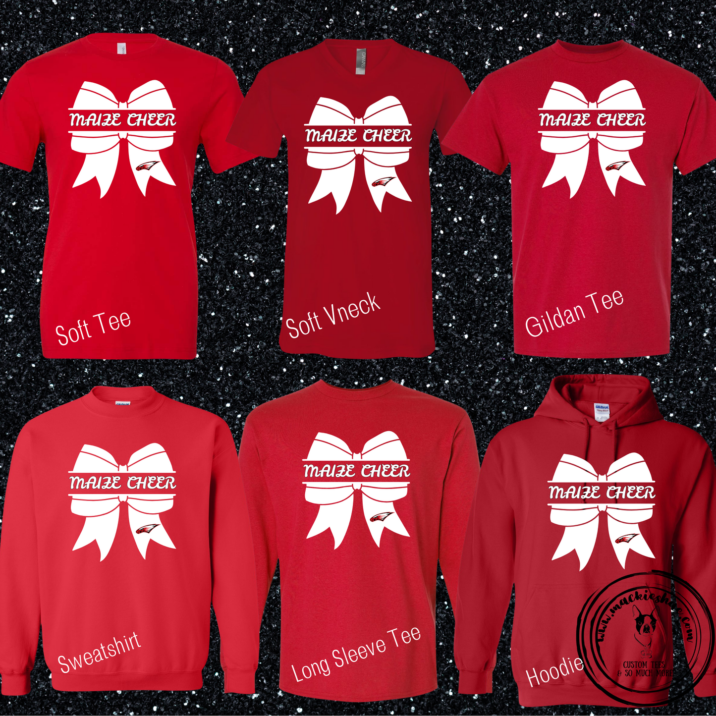 Maize Cheer White Bow with Eagle Custom Shirt, Red Gear