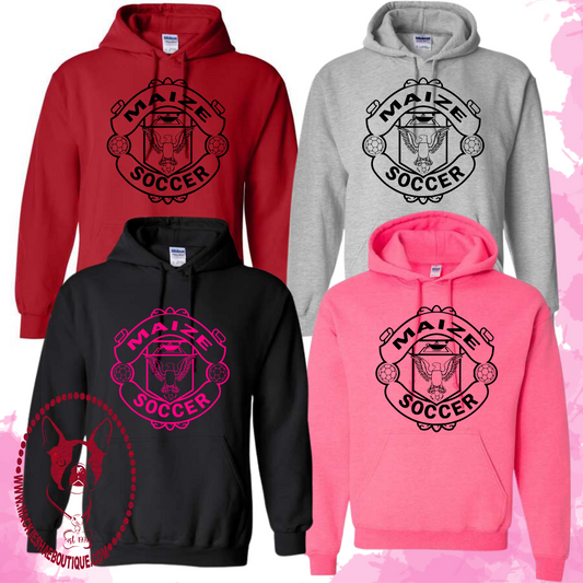 MHS Soccer-Maize Soccer Crest Hoodie for Youth and Adults