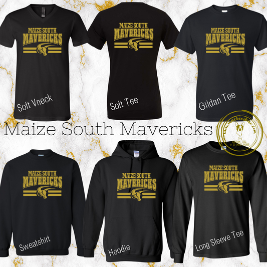 Mavs- Maize South Maverick Gear for Youth and Adults (6 Shirt Options)