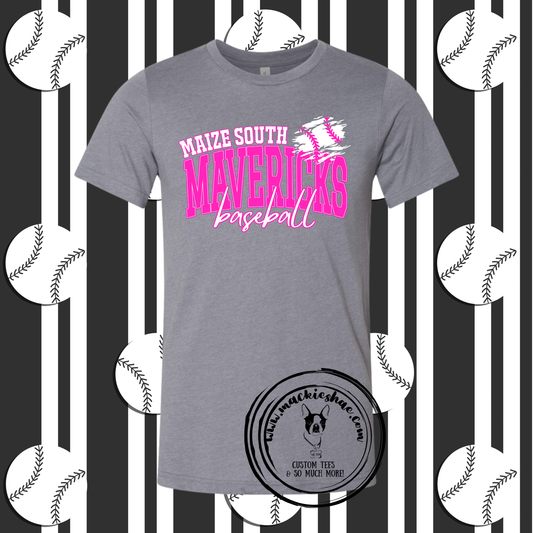 Maize South Baseball with Ball (Pink and White) Custom Shirt, Soft Short Sleeve Tee