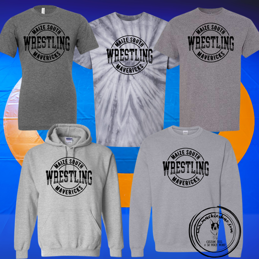 Mavs- Maize South Mavericks Wrestling Gear for Youth and Adults (5 Shirt Options)