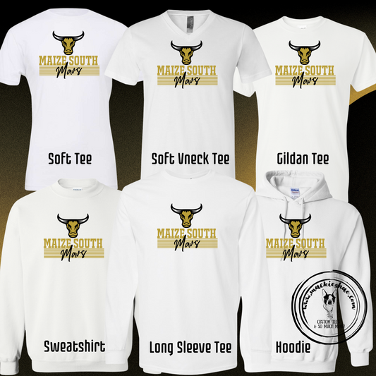 Mavs- Maize South Mavs with New Maverick WHITE Gear for Youth and Adults (6 Shirt Options)