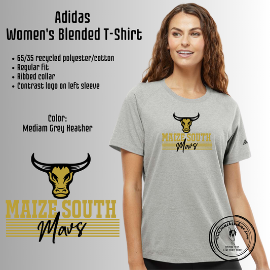 Mavs- Maize South Mavs with New Maverick Adidas Womens Medium Grey Heather Blended Tee