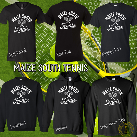 Mavs- Maize South Tennis Black Sweatshirt and Soft Tees