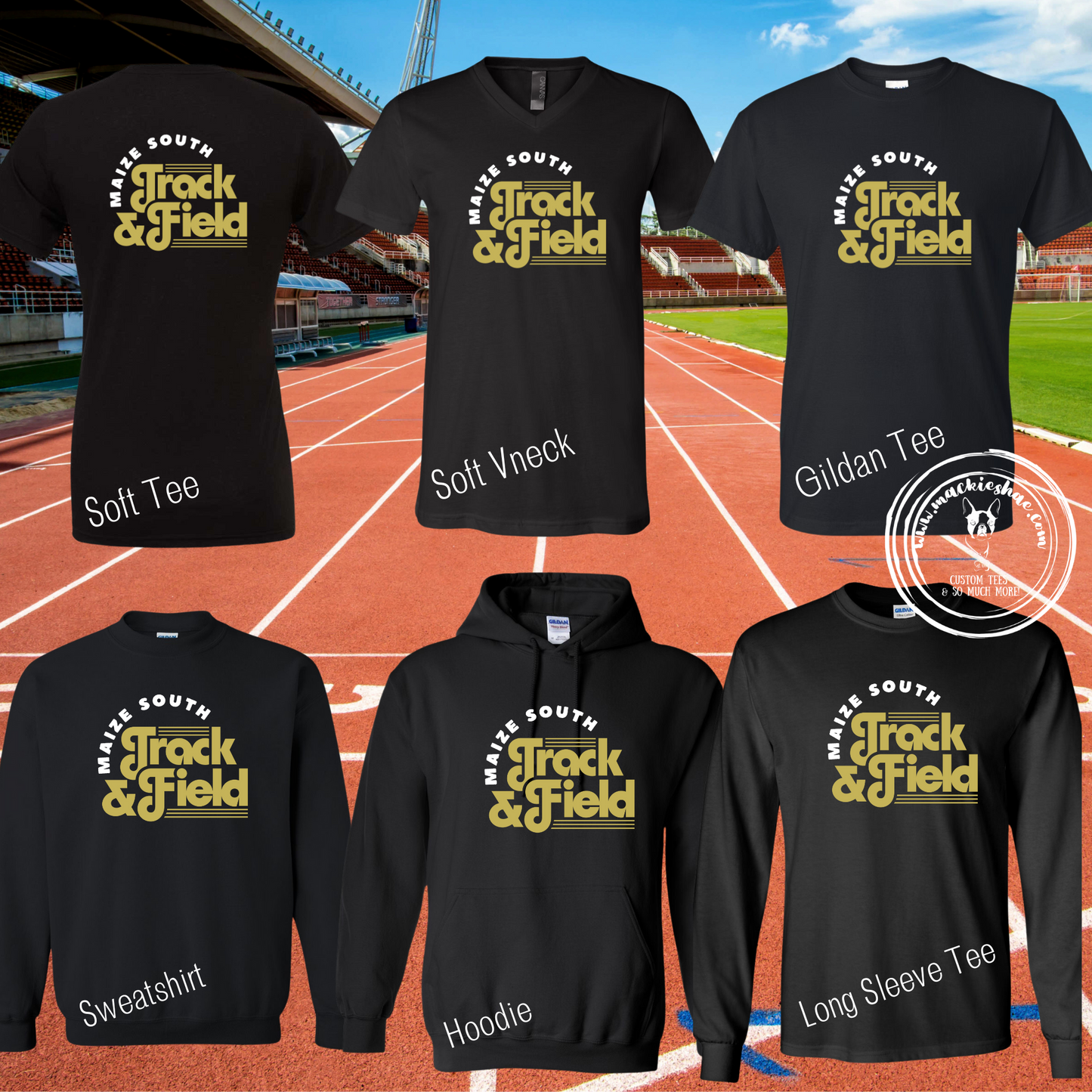 Maize South Track & Field Custom Shirt for Youth and Adults,  BLACK Gear
