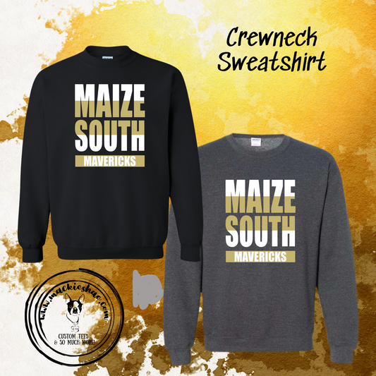 Mavs- Maize South Mavericks Bold Crewneck Sweatshirt for Youth and Adults ***RETIRING DESIGN