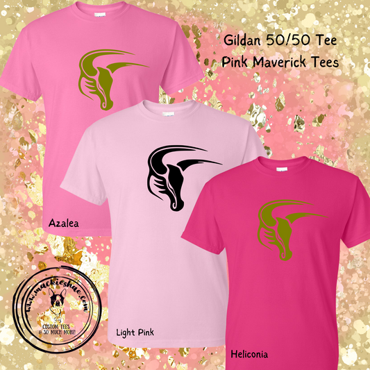 Mavs- Maverick, Gildan PINK Short Sleeve for Youth and Adults