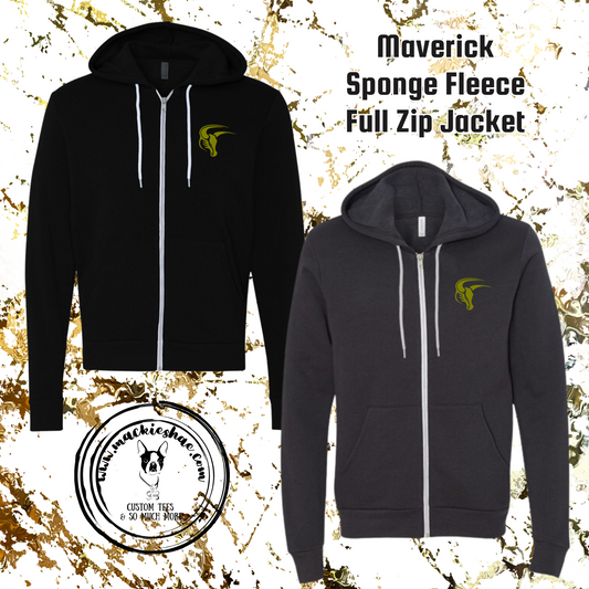 Mavs- Maverick Pocket Bella Sponge Fleece Full Zip Hoodie for Youth and Adults
