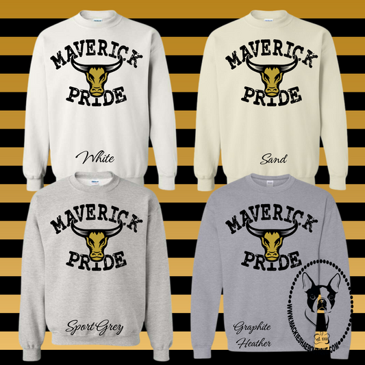 MSIS PTO-Maverick Pride Distressed Crewneck Sweatshirt for Youth and Adults