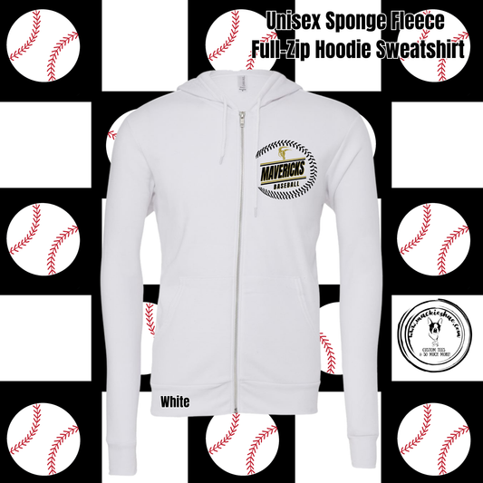 Mavericks Baseball with Ball Outline and Mavericks Sponge Fleece Full Zip Hoodie Sweatshirt