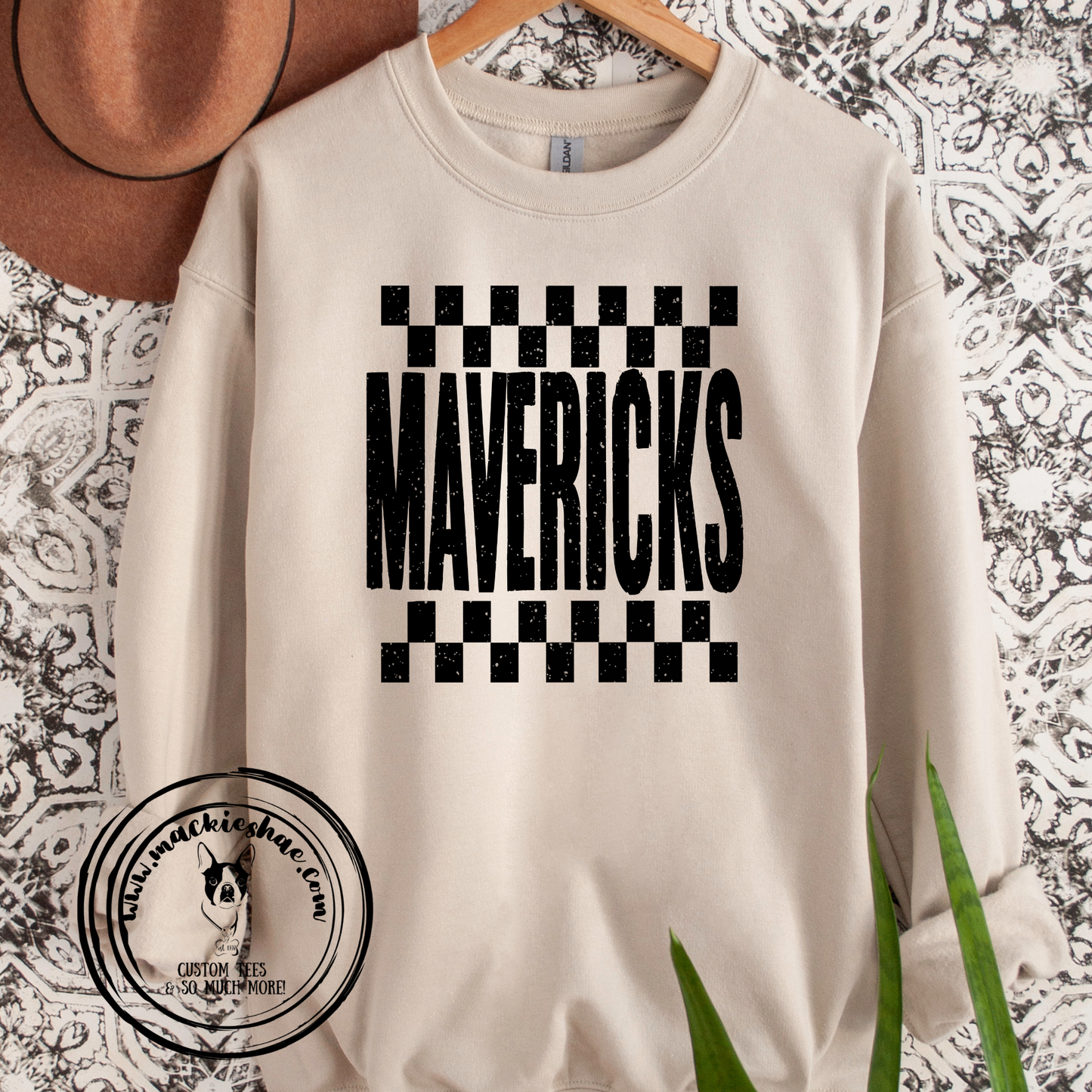 Mavericks Checkered Sand Crewneck Sweatshirt