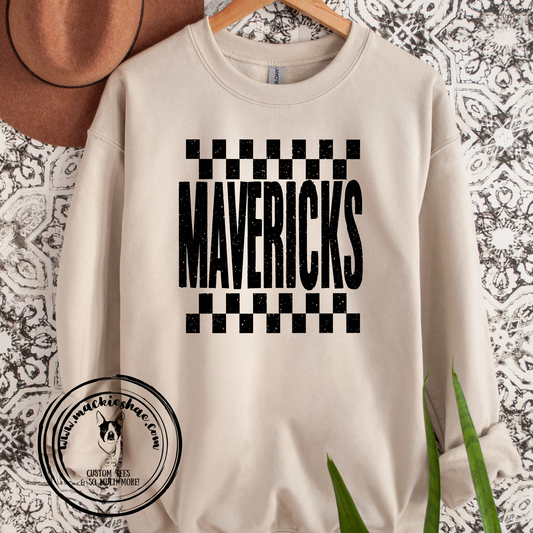 Mavs- Mavericks Checkered Sand Crewneck Sweatshirt