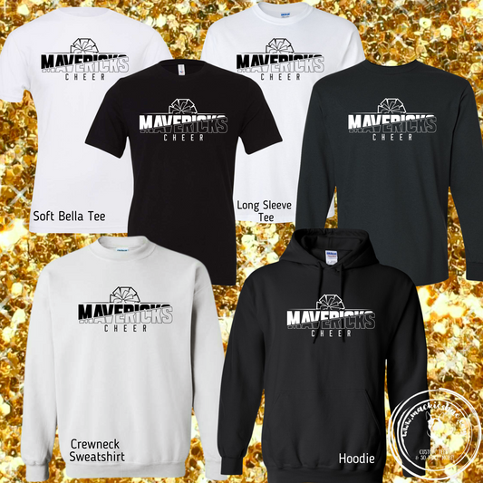 Mavericks Cheer Black/White Custom Shirt for Youth and Adults
