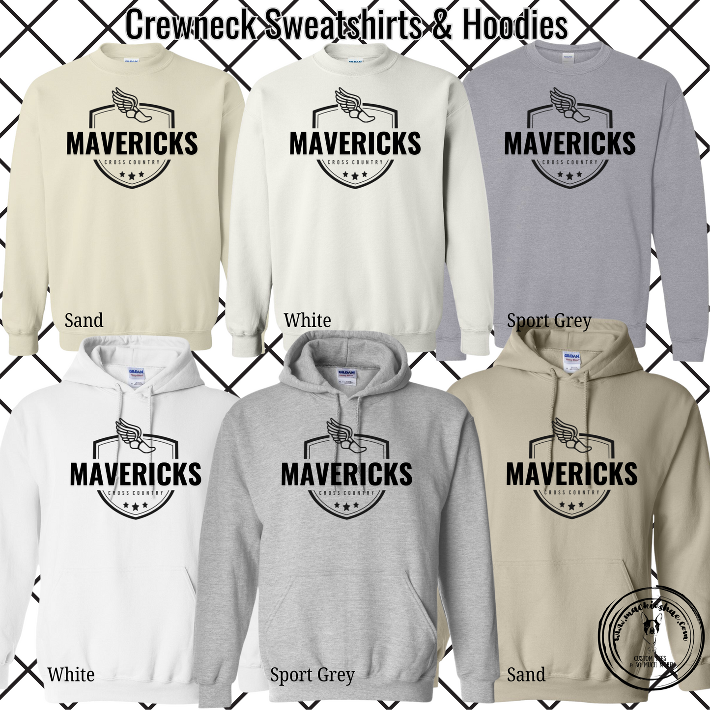 Mavs-Mavericks Cross Country Crewneck Hoodies