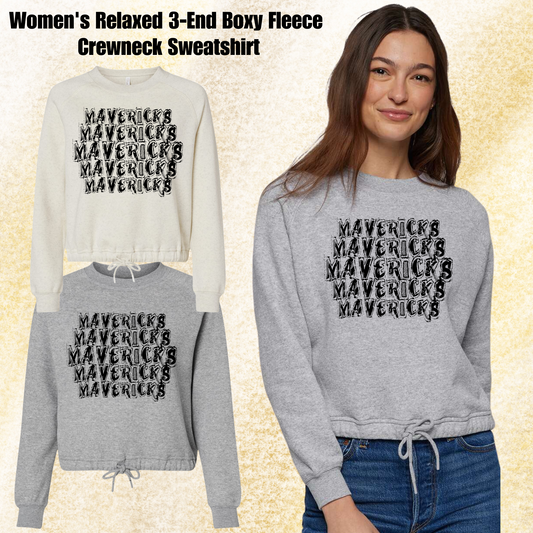 Mavs- Mavericks Faded Block Women's Boxy Sweatshirt