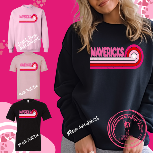 Mavericks Retro Heart Custom Shirt, Soft Tees and Crewneck Sweatshirts