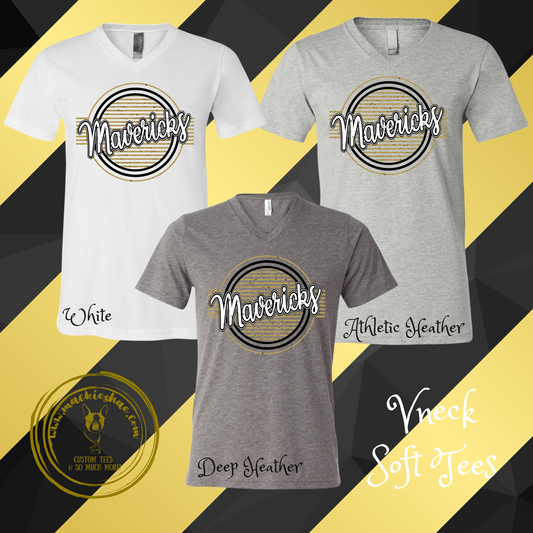Mavericks Circle Stripes Custom Shirt, Vneck Soft Tee