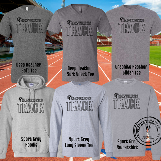 Mavs- Mavericks Track Custom Shirt for Youth and Adults, GREY Gear