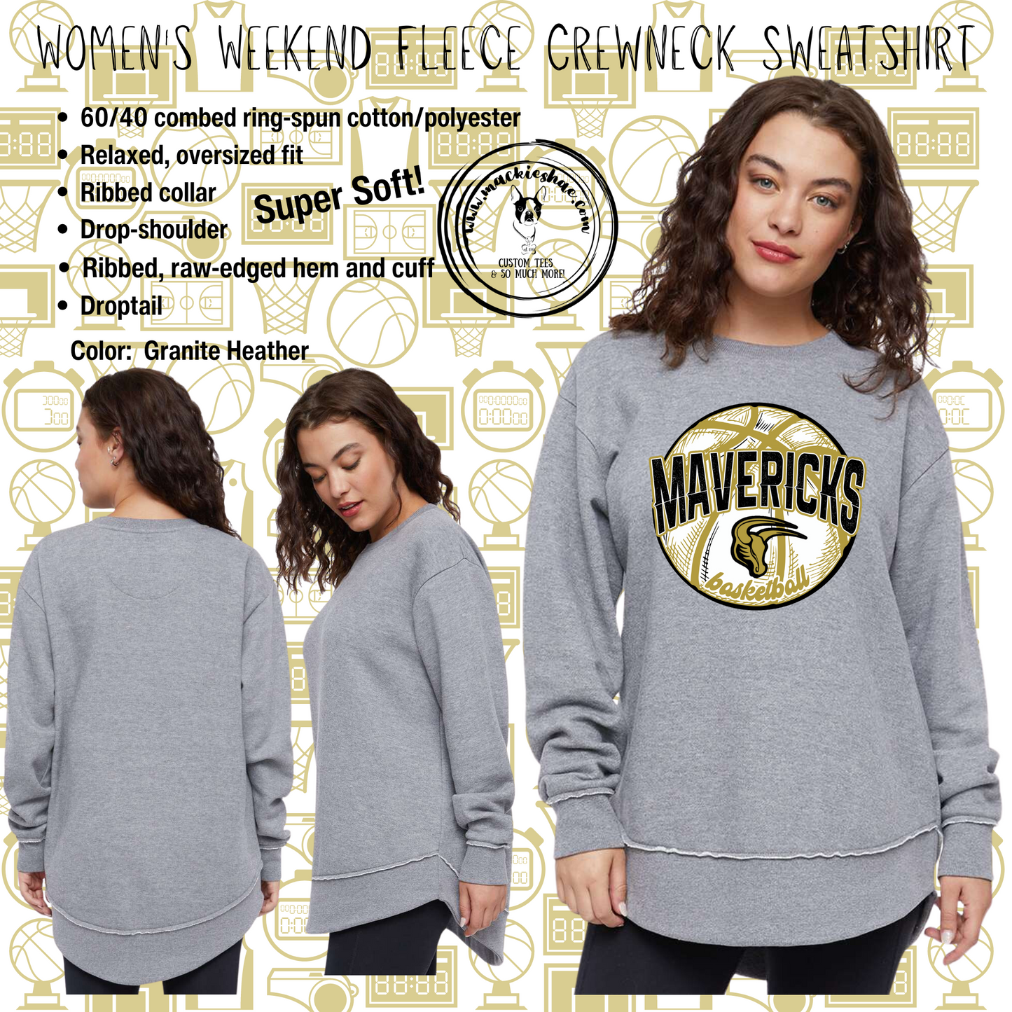 Mavs- Mavericks Basketball with Maverick Womens Weekend Fleece Sweatshirt, Adult