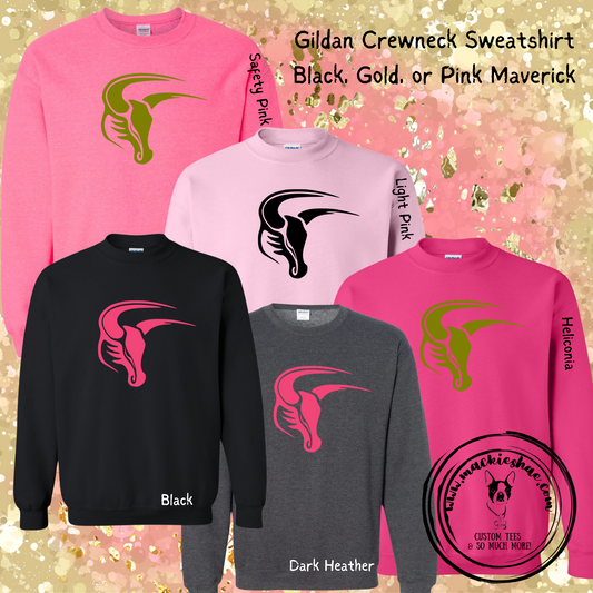 Mavs- Maverick Crewneck Sweatshirt for Youth and Adults (Pink Options)