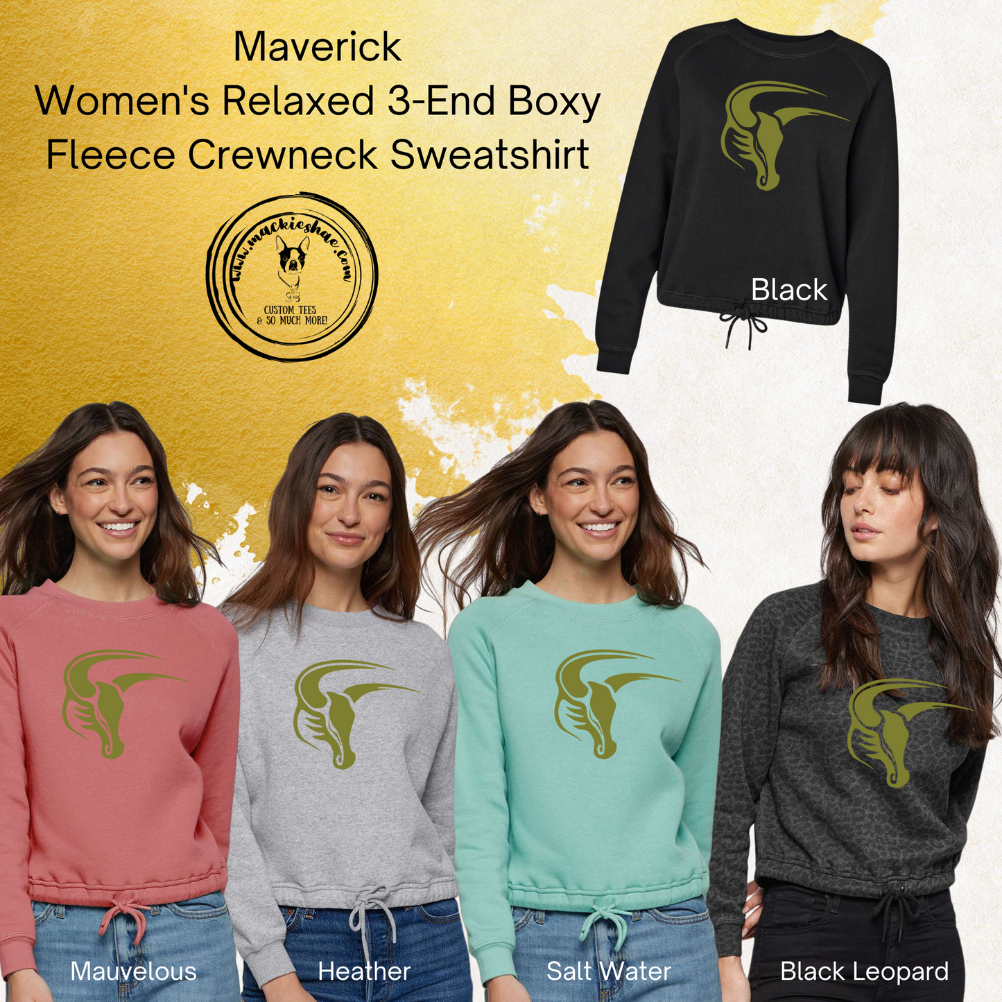 Mavs- Maverick Women's Boxy Sweatshirt (Gold)