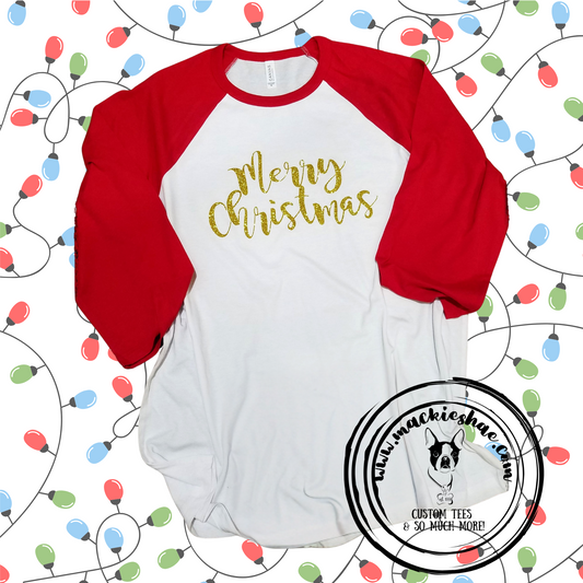 Merry Christmas Custom Shirt, 3/4 Sleeve