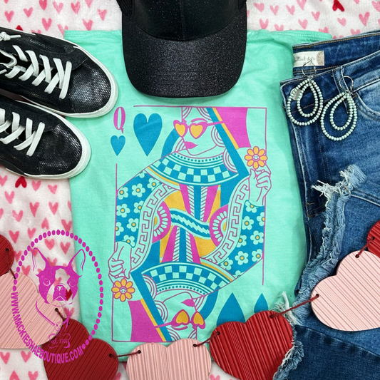 Queen of Hearts Custom Shirt for Adults, Garment Dyed Soft Short Sleeve or Sweatshirt