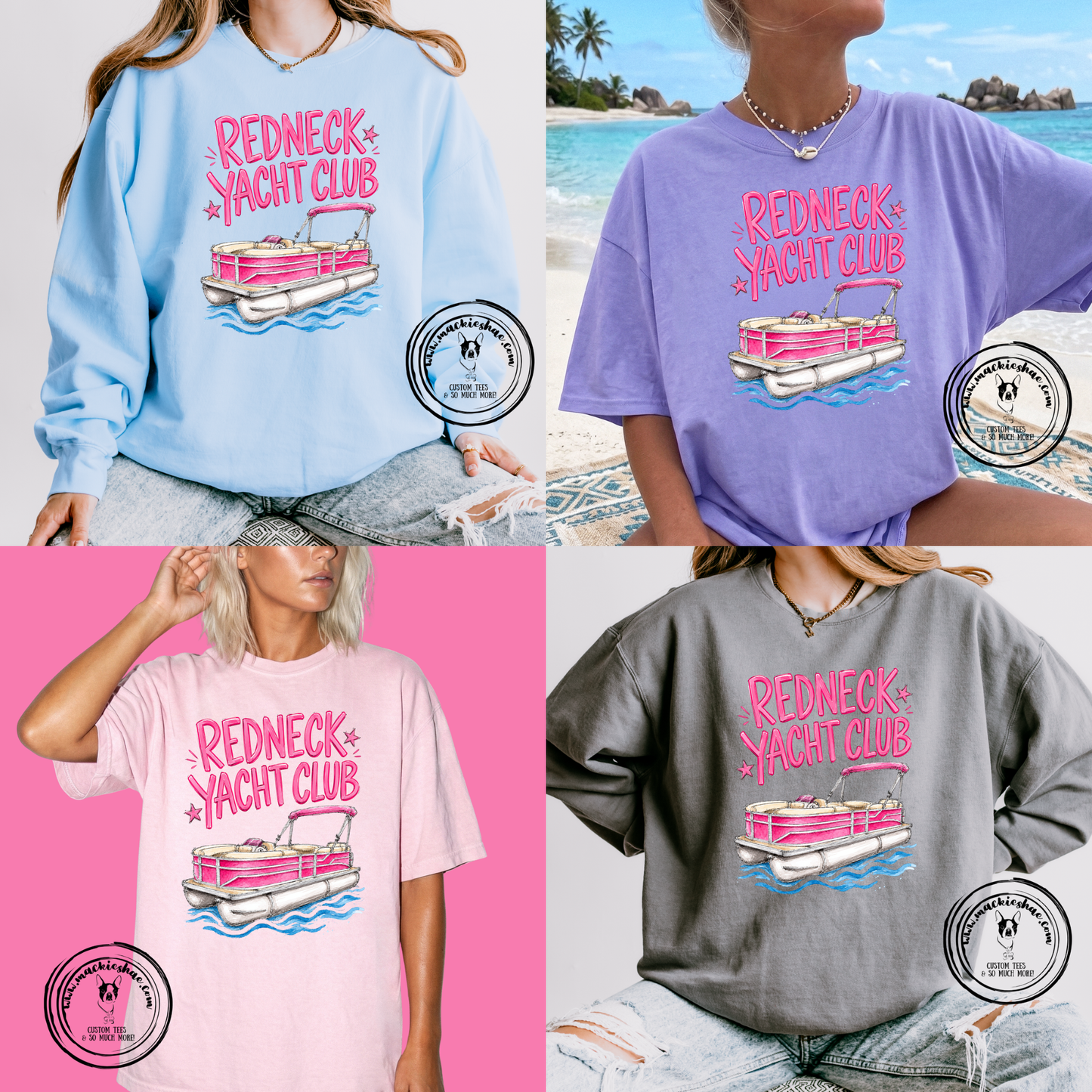 Redneck Yacht Club Custom Shirt, Comfort Colors Garment Dyed Tee and Light Weight Sweatshirt
