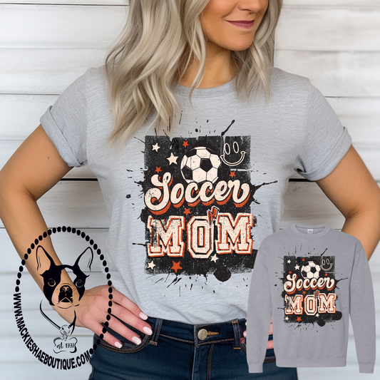 Soccer Mom Retro Custom Shirt for kids and adults, Soft Tee and Crewneck Sweatshirt