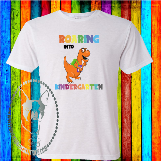 Roaring into Kindergarten (Get any Grade) Custom Shirt for Kids and Adults, Soft Short Sleeve