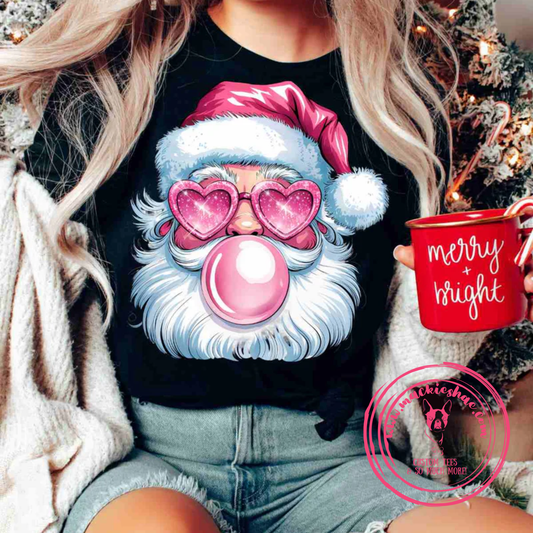 Santa Bubblegum Black Custom Shirt, Sweatshirt