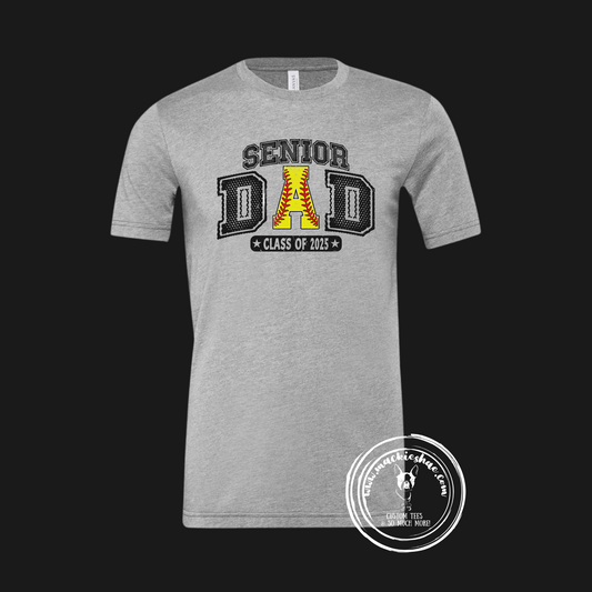 Senior Softball Dad Class of 2025 (Get any year) Custom Shirt, Soft Short Sleeve
