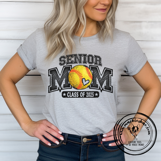 Senior Softball Mom Class of 2025 (Get any year) Custom Shirt, Soft Short Sleeve