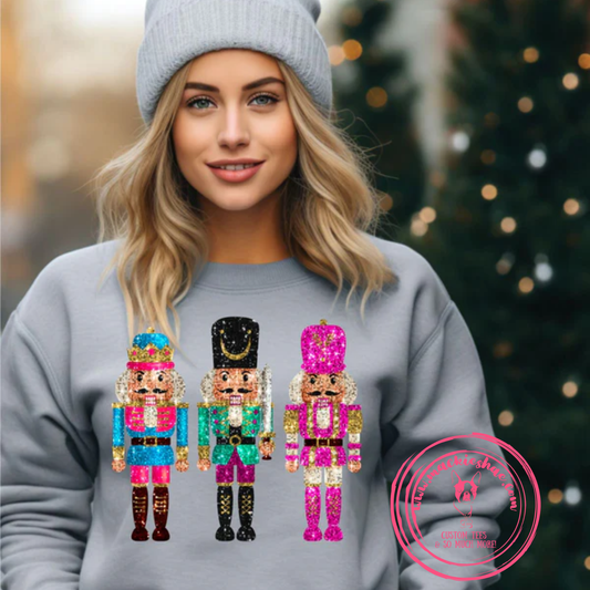 Faux Sequin Nutcrackers Cement Grey Custom Shirt, Sweatshirt
