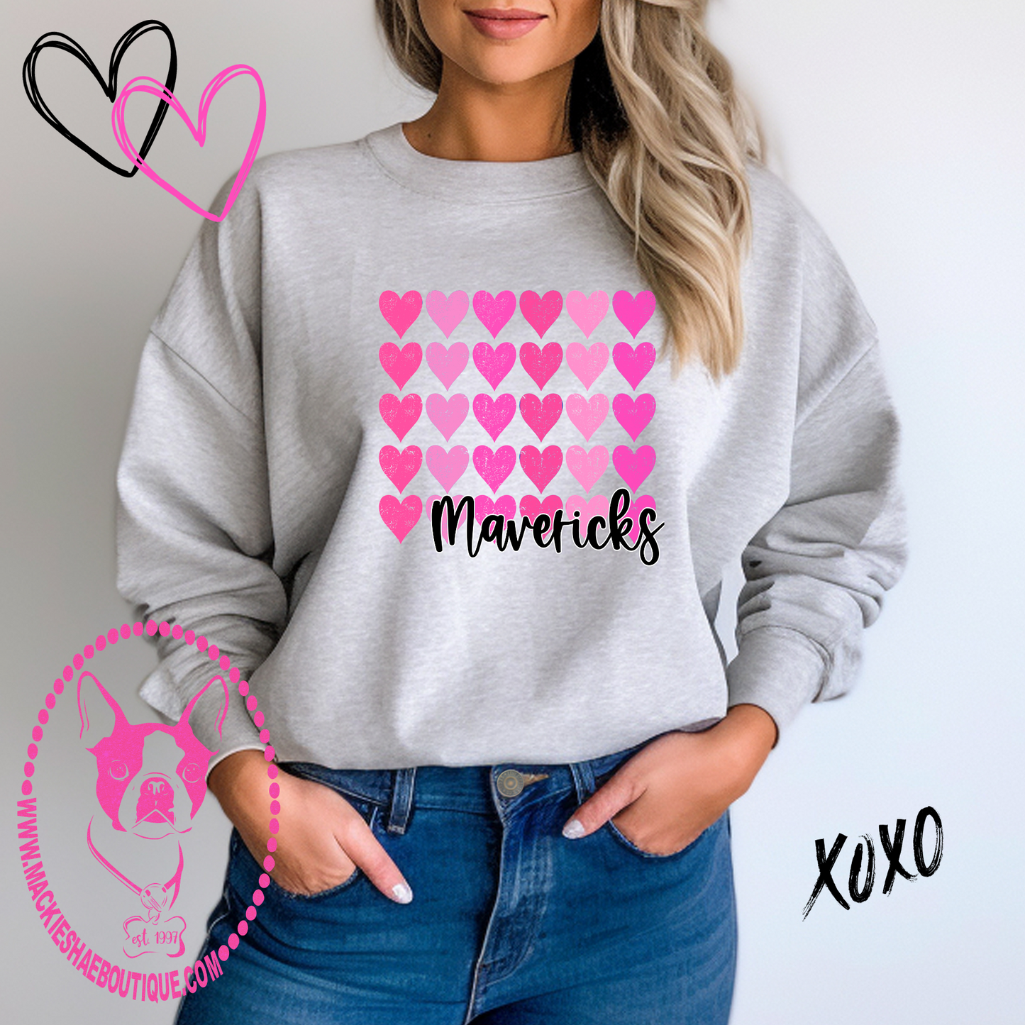 Shades of Pink Hearts Mavericks Custom Shirt for Kids and Adults, Soft Tees and Crewneck Sweatshirts