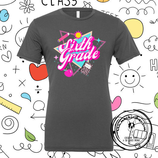 Retro Sixth Grade (Get any Grade) Custom Shirt for Kids and Adults, Soft Short Sleeve