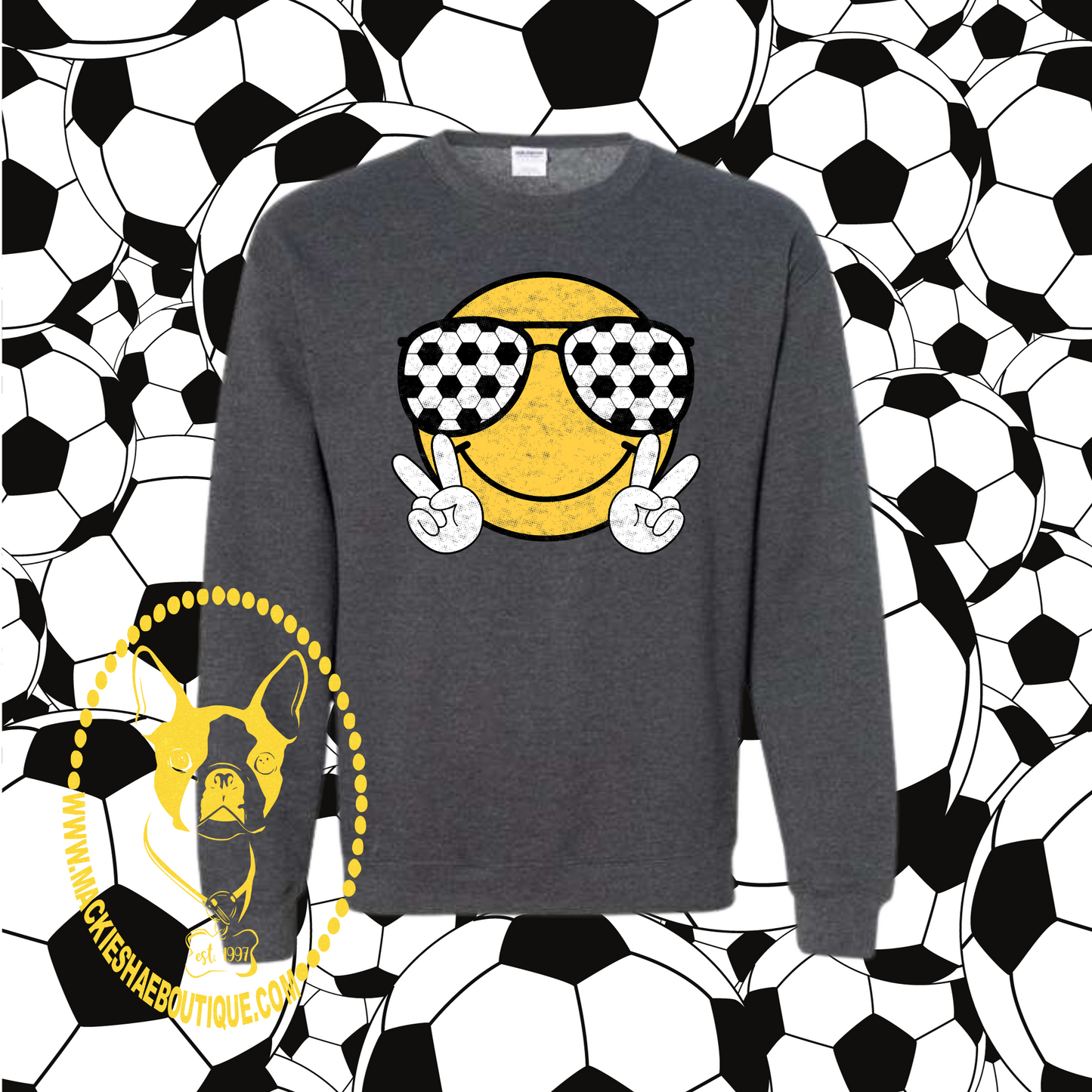 Soccer Glasses Smile Face Custom Shirt for kids and adults, Crewneck Sweatshirt