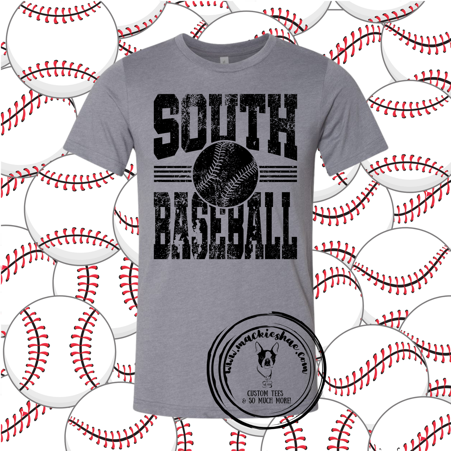 South Baseball Distressed Custom Shirt, Soft Short Sleeve Tee